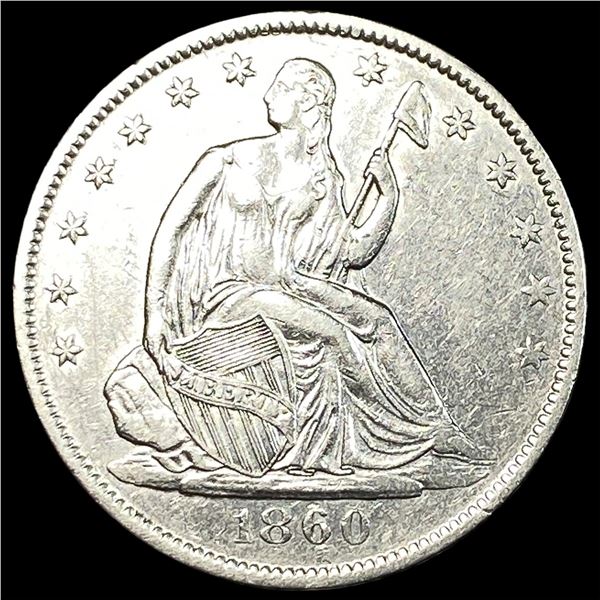 1860-O Silver Seated Liberty Half Dollar   CLOSELY UNCIRCULATED