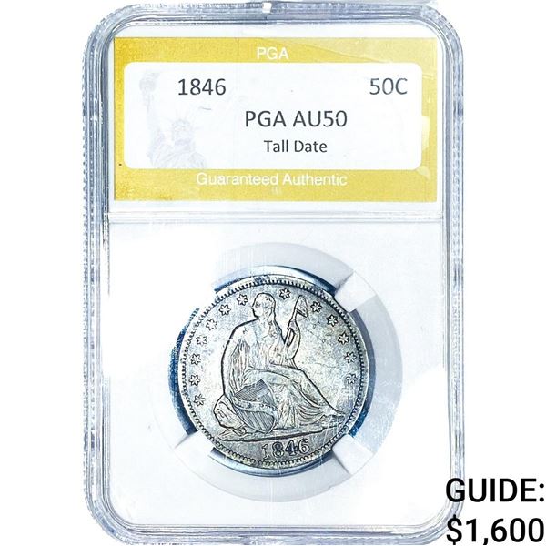 1846 Seated Liberty Half Dollar PGA AU50