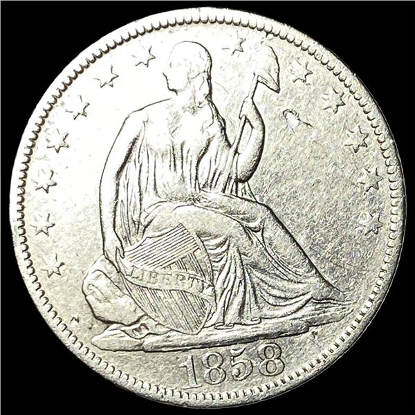1858-O Silver Seated Liberty Half Dollar   ABOUT UNCIRCULATED