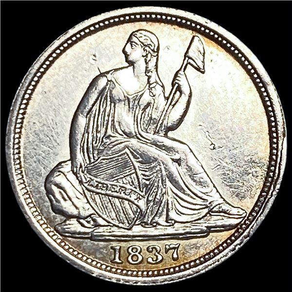 1837 Silver Seated Liberty Half Dime CHOICE   AU