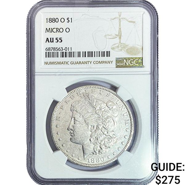 1880-O Morgan Silver Dollar NGC AU55 Micro O