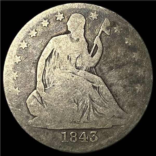 1843-O Silver Seated Liberty Half Dollar   NICELY CIRCULATED