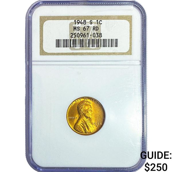 1948-S Wheat Cent NGC MS67 RD
