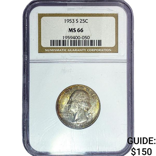 1953-S Washington Silver Quarter NGC MS66