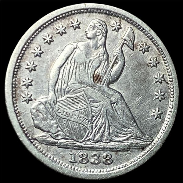 1838 Silver Seated Liberty Half Dime CLOSELY   UNCIRCULATED