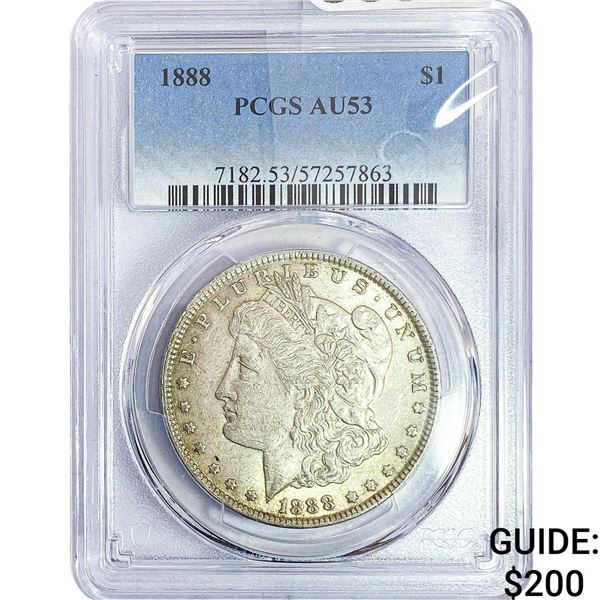 1888 Morgan Silver Dollar PCGS AU53