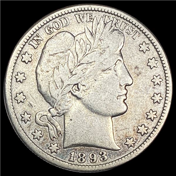 1893-S Silver Barber Half Dollar LIGHTLY   CIRCULATED