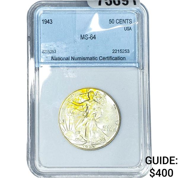 1943 Walking Liberty Half Dollar NNC MS64
