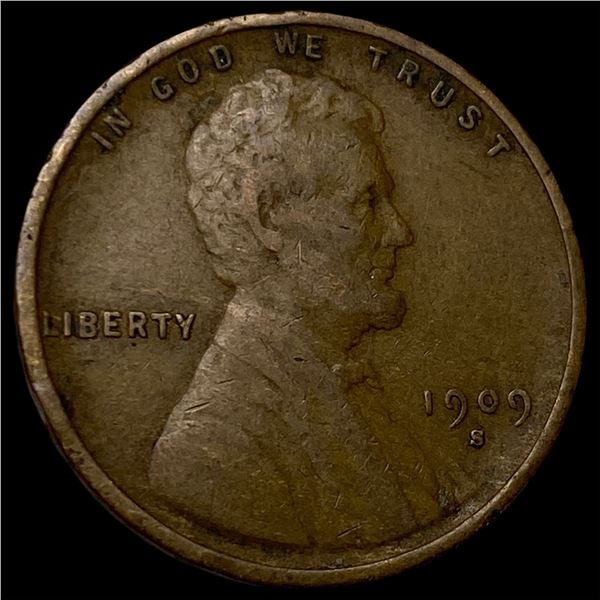 1909-S Lincoln Wheat Cent ABOUT UNCIRCULATED