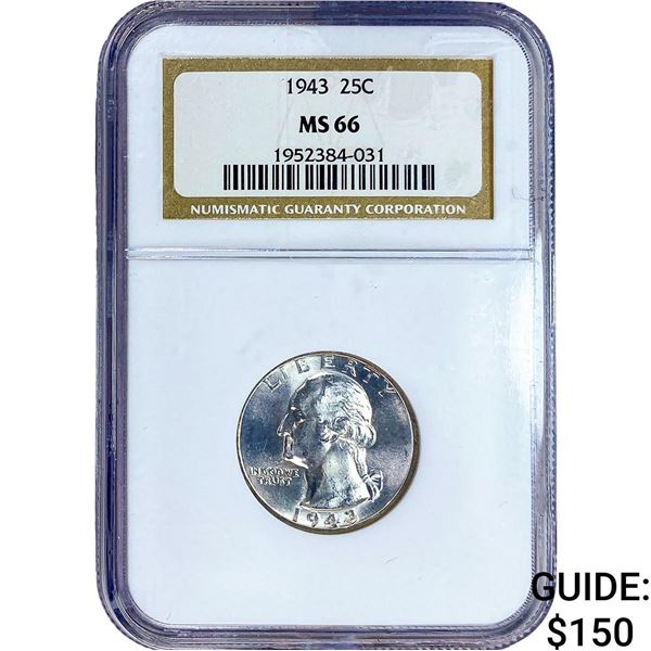 1943 Washington Silver Quarter NGC MS66