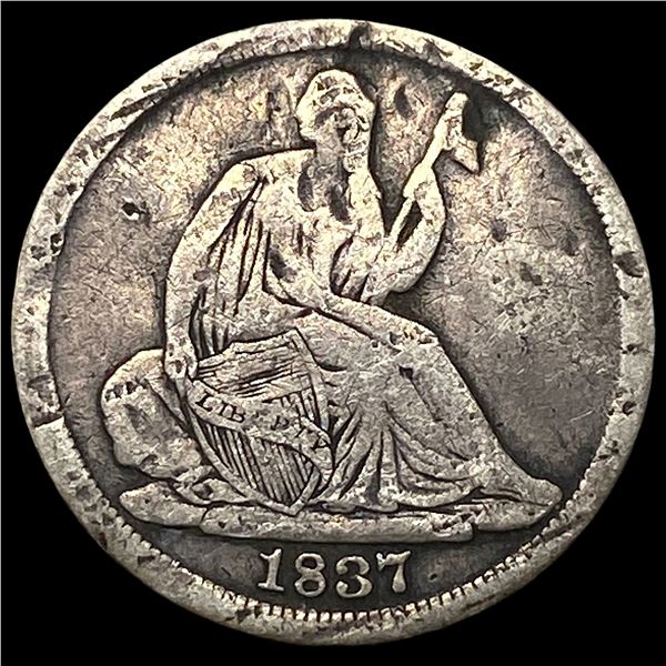 1837 Silver Seated Liberty Half Dime No Stars   NICELY CIRCULATED