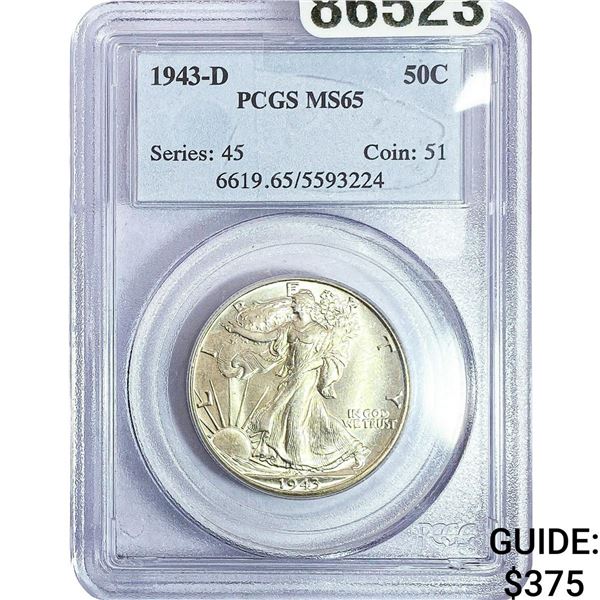1943-D Walking Liberty Half Dollar PCGS MS65