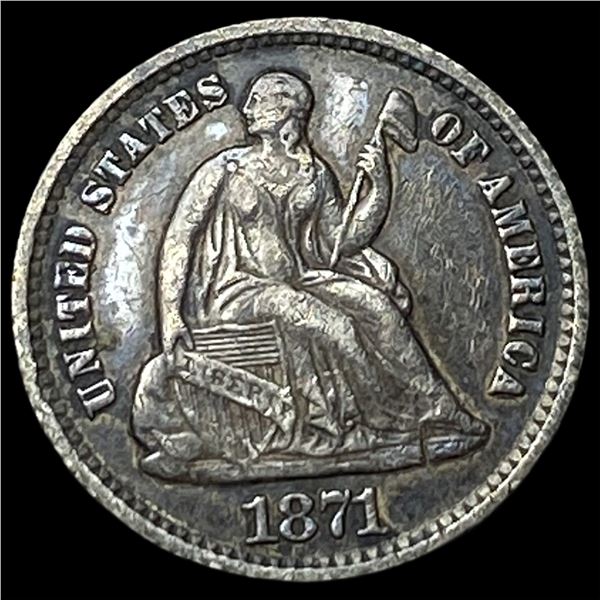 1871 Silver Seated Liberty Half Dime NEARLY  UNCIRCULATED