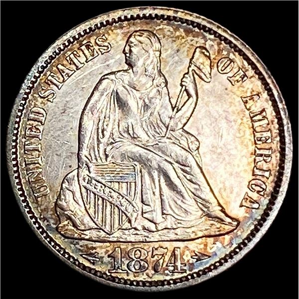1874 Arrows Seated Liberty Dime UNCIRCULATED