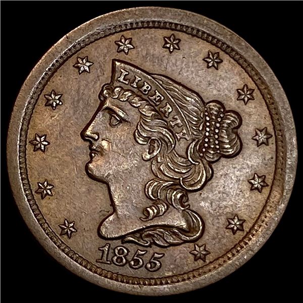 1855 Braided Hair Half Cent UNCIRCULATED