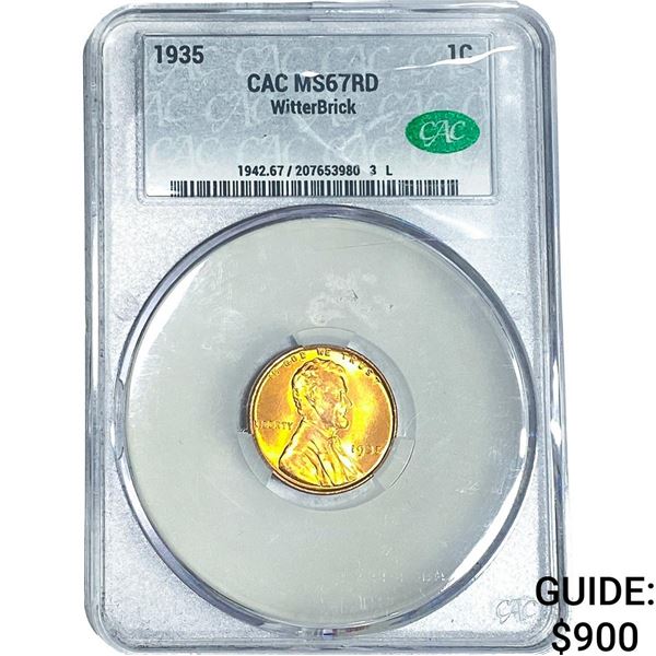 1935 Wheat Cent CAC MS67 RD