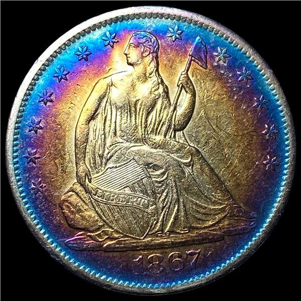 1867-S Toned Seated Liberty Half Dollar  CLOSELY UNCIRCULATED