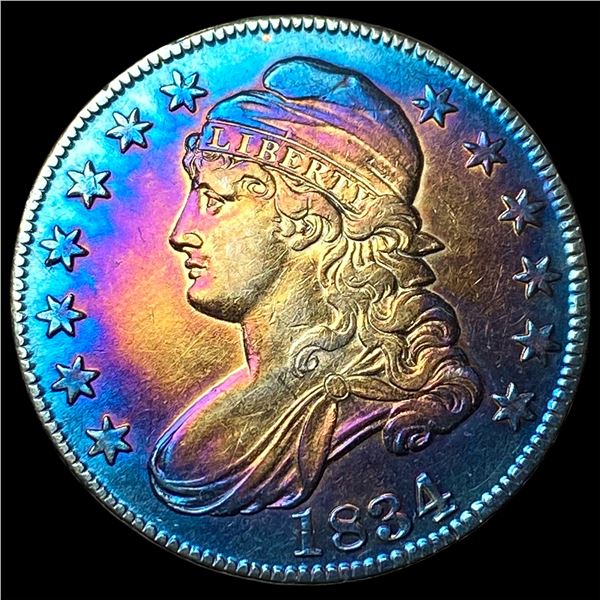 1834 Toned Capped Bust Half Dollar CLOSELY  UNCIRCULATED