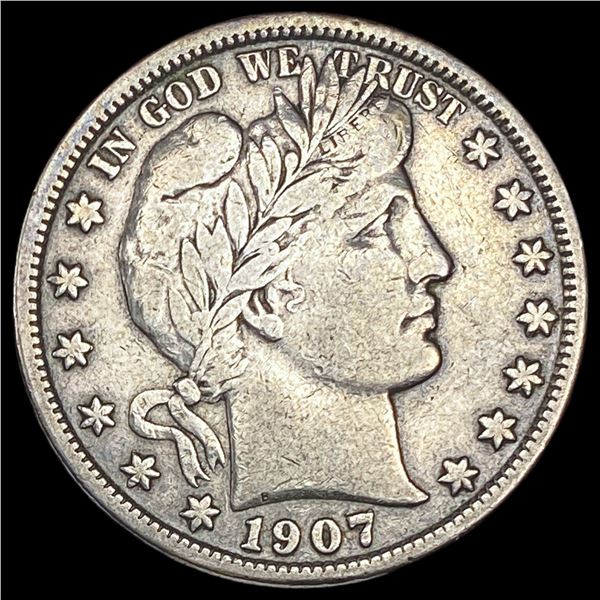 1907-S Silver Barber Half Dollar LIGHTLY   CIRCULATED