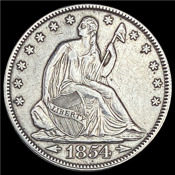 1854 Arrows Seated Liberty Half Dollar   CLOSELY UNCIRCULATED