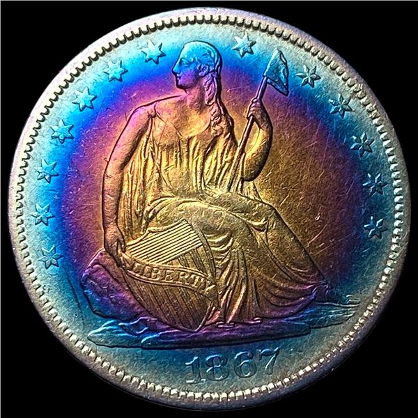 1867-S Toned Seated Liberty Half Dollar  CLOSELY UNCIRCULATED