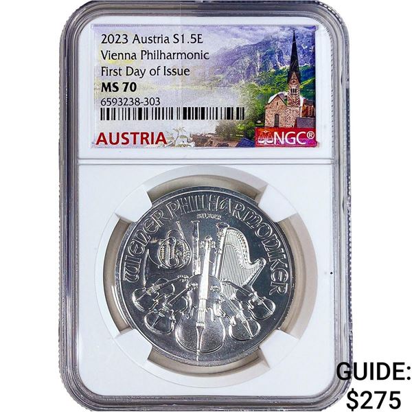 2023 1.5E Sliver Austria Vienna Philharmonic  NGC MS70
