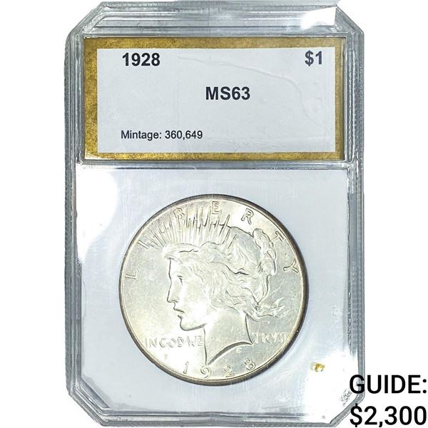 1928 Silver Peace Dollar PCI MS63