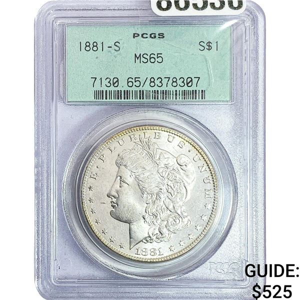 1881-S Morgan Silver Dollar PCGS MS65