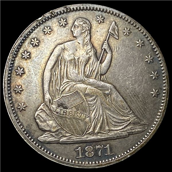 1871 Silver Seated Liberty Half Dollar  CLOSELY UNCIRCULATED
