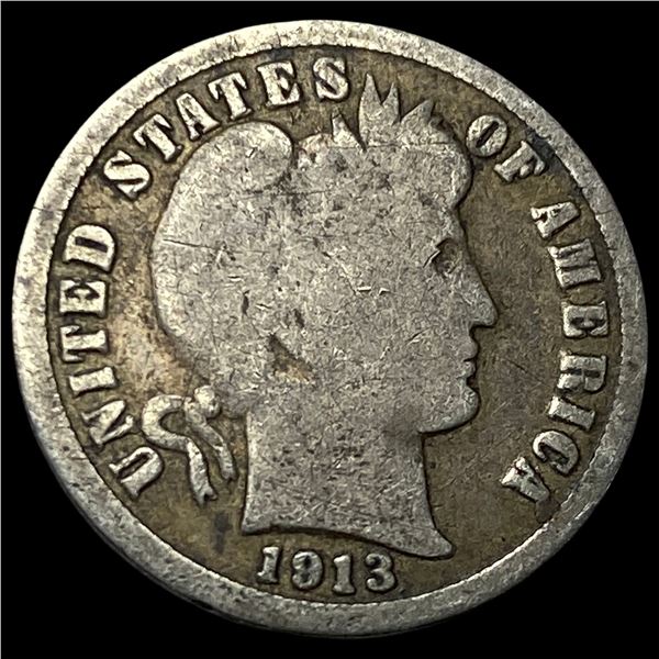 1913-S Silver Barber Dime NICELY CIRCULATED