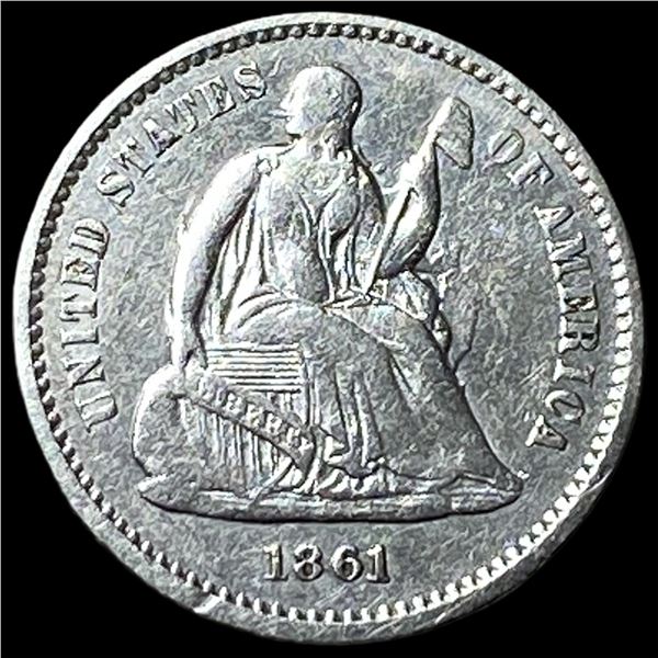 1861 Silver Seated Liberty Half Dime NEARLY  UNCIRCULATED