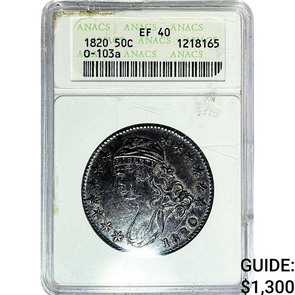 1820 Capped Bust Half Dollar ANACS EF40