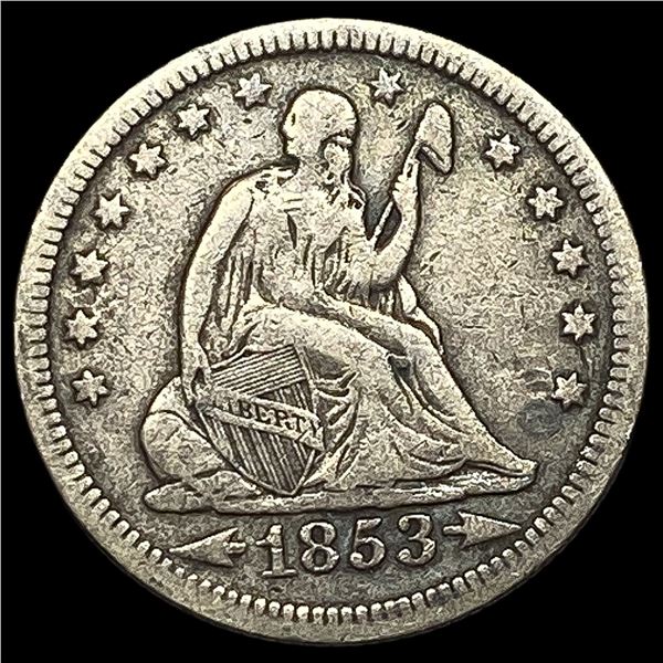 1853 Arrows & Rays Seated Liberty Quarter   LIGHTLY CIRCULATED