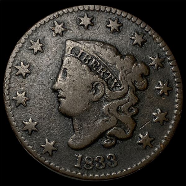 1833 Coronet Head Large Cent LIGHTLY   CIRCULATED