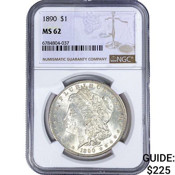 1890 Morgan Silver Dollar NGC MS62