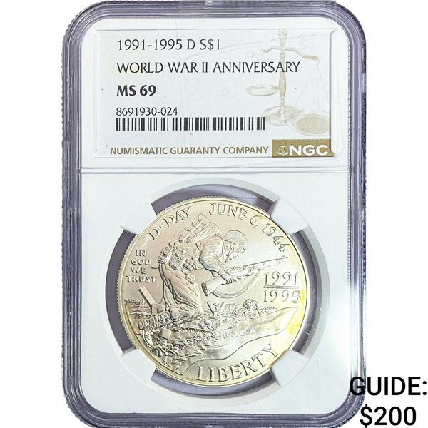 1991-1995-D $1 Sliver World War II Anniv. NGC  MS69