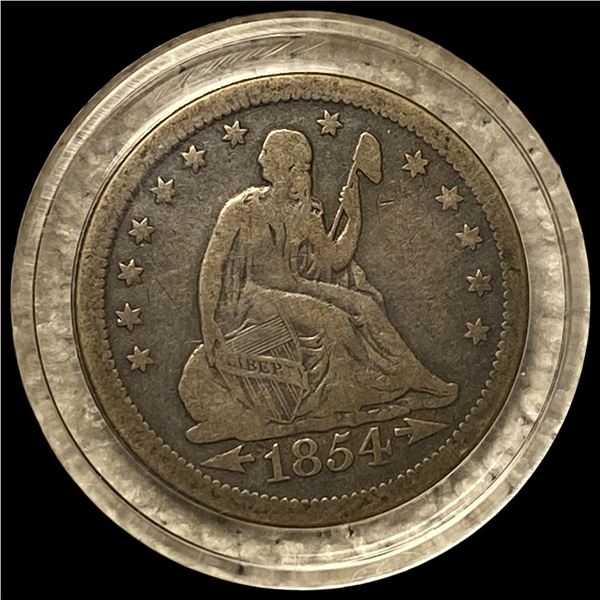 1854 Arrows Seated Liberty Quarter LIGHTLY  CIRCULATED