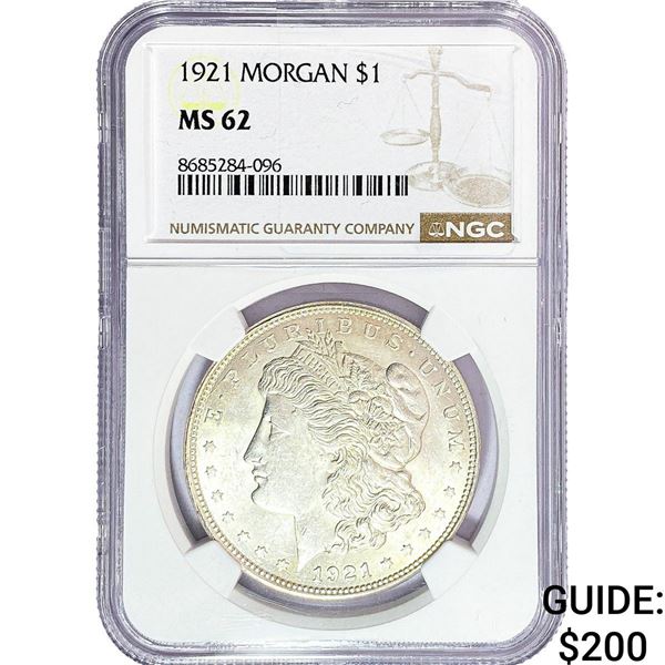 1921 Morgan Silver Dollar NGC MS62