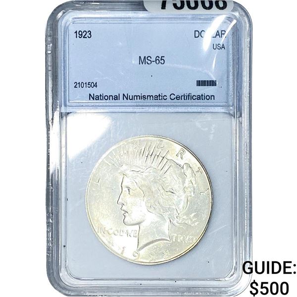 1923 Silver Peace Dollar NNC MS65