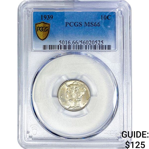 1939 Mercury Silver Dime PCGS MS66