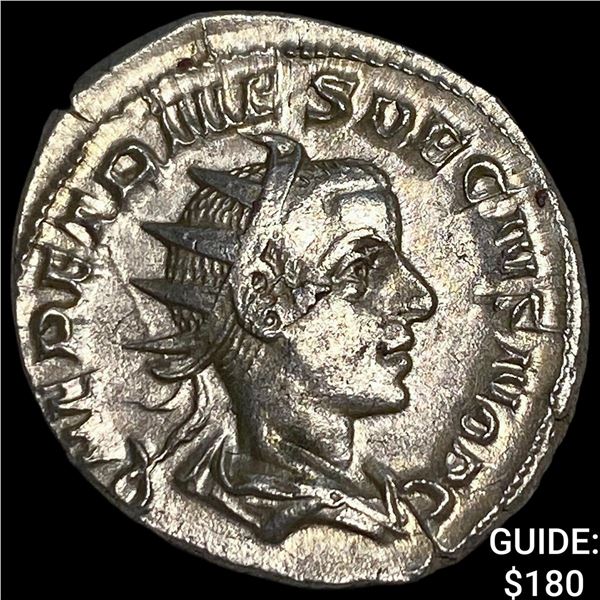 Roman Empire Herennius Etruscus 250-251 AD  Silver Ant. NEARLY UNCIRCULATED