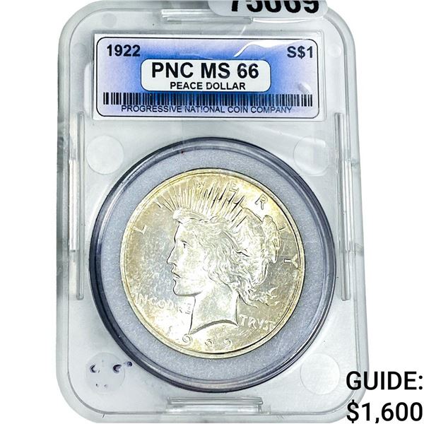 1922 Silver Peace Dollar PNC MS66