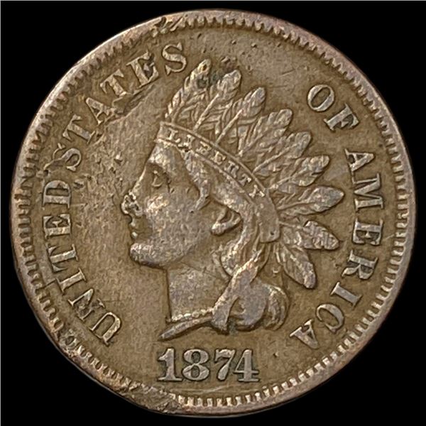 1874 Indian Head Cent ABOUT UNCIRCULATED