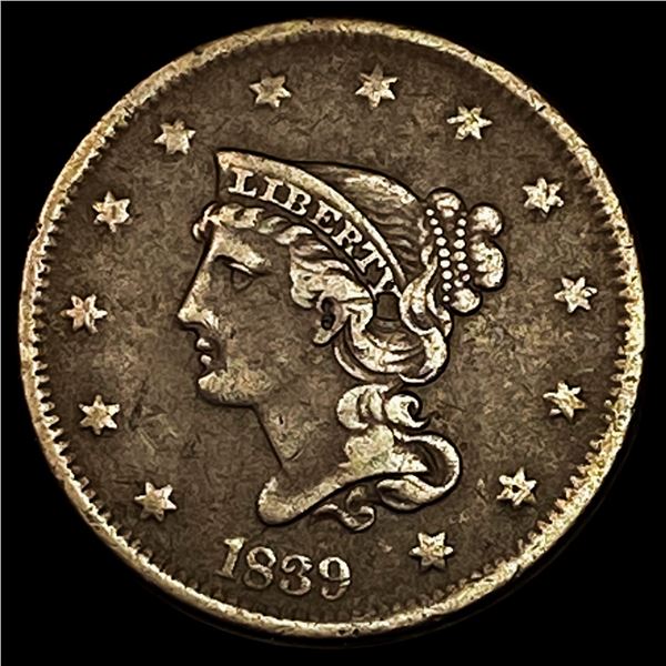 1839 Coronet Head Large Cent NEARLY   UNCIRCULATED