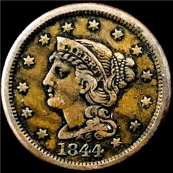 1844 Braided Hair Large Cent ABOUT   UNCIRCULATED