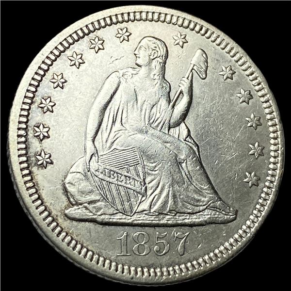 1857-O Silver Seated Liberty Quarter CLOSELY   UNCIRCULATED