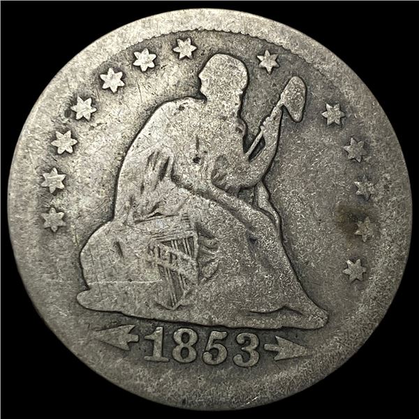 1853 Arrows/Rays Silver Seated Liberty   Quarter NICELY CIRCULATED