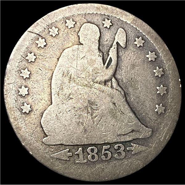 1853 Arrows/Rays Seated Liberty Quarter   NICELY CIRCULATED