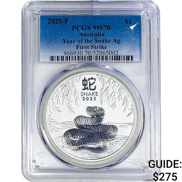 2025 $1 Australia Year of the Snake Ag PCGS  MS70