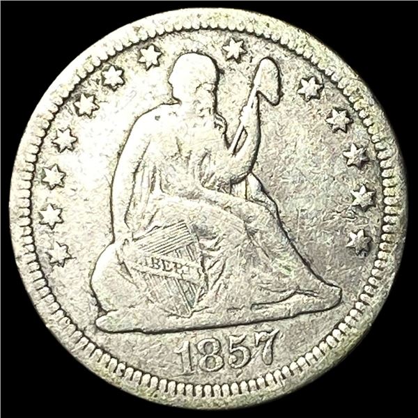 1857 Silver Seated Liberty Quarter LIGHTLY   CIRCULATED